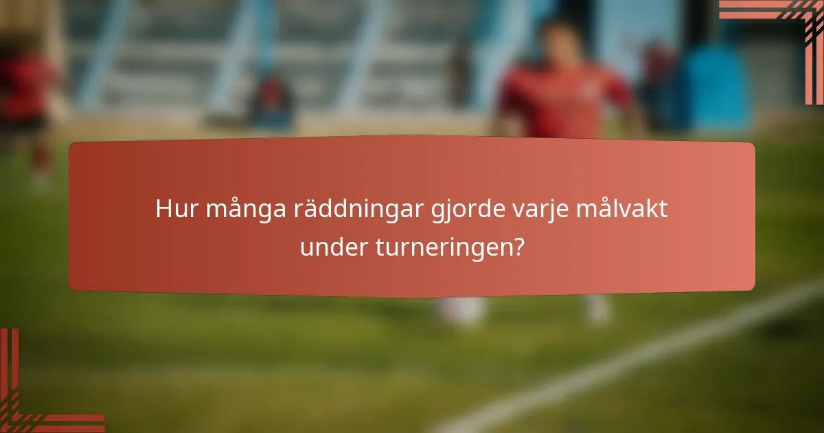Hur många räddningar gjorde varje målvakt under turneringen?