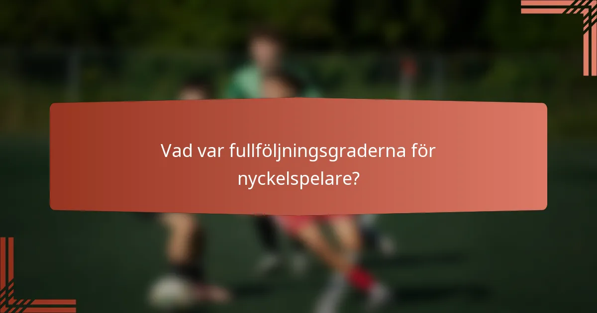 Vad var fullföljningsgraderna för nyckelspelare?