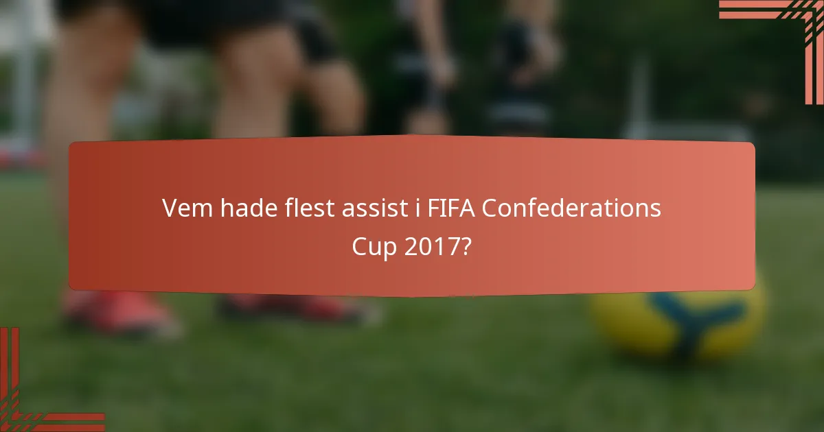 Vem hade flest assist i FIFA Confederations Cup 2017?