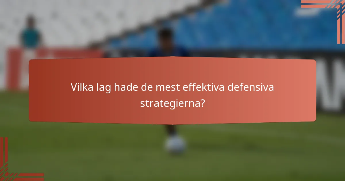 Vilka lag hade de mest effektiva defensiva strategierna?