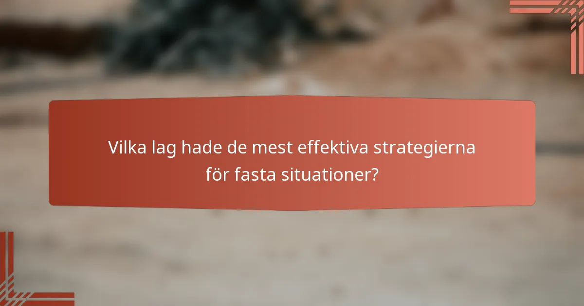 Vilka lag hade de mest effektiva strategierna för fasta situationer?