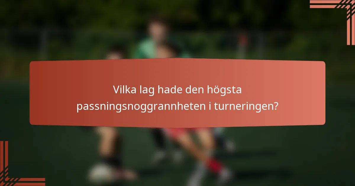 Vilka lag hade den högsta passningsnoggrannheten i turneringen?