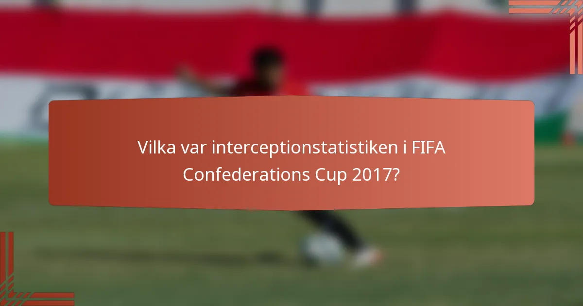 Vilka var interceptionstatistiken i FIFA Confederations Cup 2017?